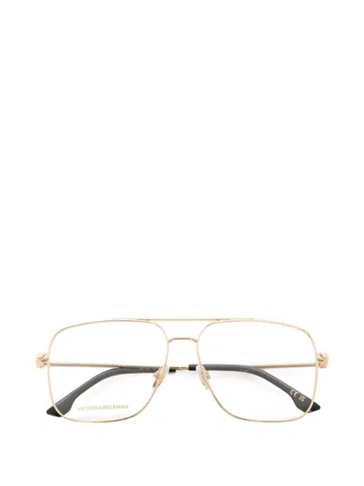 Victoria Beckham Double-bridge Square-frame Glasses In Gold