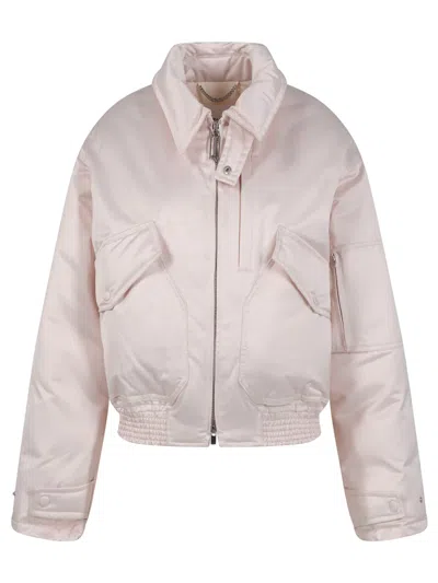 Victoria Beckham Down Sateen Bomber Jacket In Pink