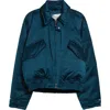 Victoria Beckham Down Sateen Bomber Jacket In Blue