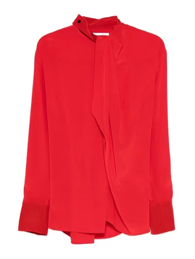 Victoria Beckham Drape Detail Blouse In Red
