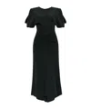 Victoria Beckham Waist Gathered Midi Dress With Ruched Detailing