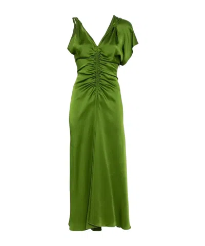 VICTORIA BECKHAM VICTORIA BECKHAM V-NECK ASYMMETRIC MIDI DRESS