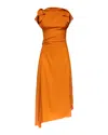 Victoria Beckham Womens Sunset Orange Draped Asymmetric Stretch-woven Midi Dress