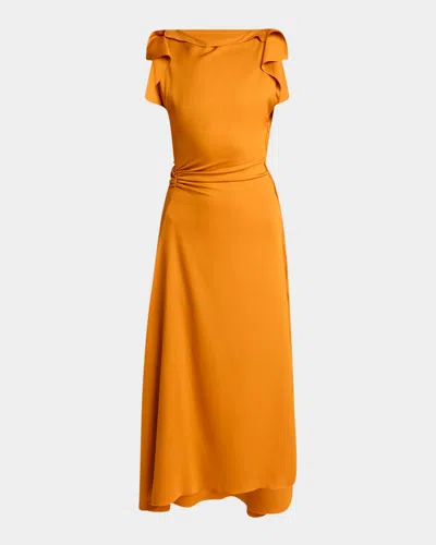 VICTORIA BECKHAM DRAPE SLEEVE MIDI DRESS