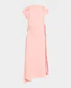 Victoria Beckham Drape Sleeve Midi Dress In Pink