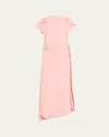 Victoria Beckham Drape Sleeve Midi Dress In Pink