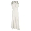 Victoria Beckham Draped Armhole Detail V-neck Gown In Ivory Acetate