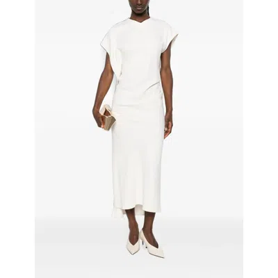Victoria Beckham Draped Asymmetric Dress In White