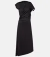 Victoria Beckham Asymmetrically Draped Black Midi Dress With Soft Ruching