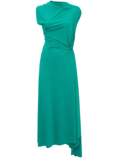 VICTORIA BECKHAM DRAPED ASYMMETRIC MIDI DRESS