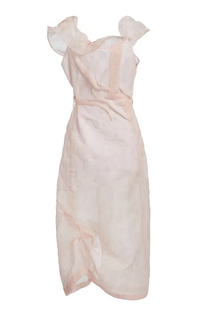 Victoria Beckham Draped Asymmetrical Midi Dress In Pink