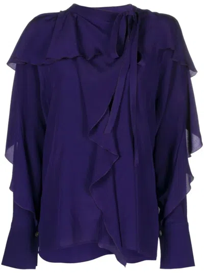 Victoria Beckham Draped Blouse Clothing In Pink & Purple