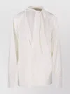 Victoria Beckham Draped Blouse With Asymmetric Front And Button Detail In Neutral