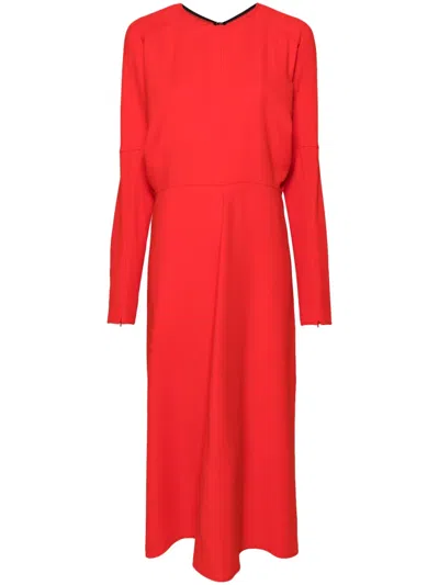 Victoria Beckham Draped Cady Midi Dress In Red
