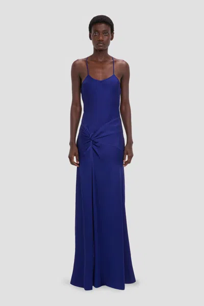 Victoria Beckham Draped Cami Gown In Bright Indigo 16 In Blue