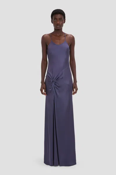 Victoria Beckham Draped Cami Gown In Eclipse 14 In Blue