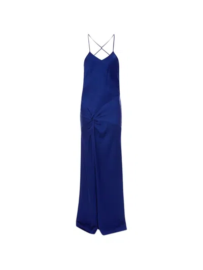Victoria Beckham Draped Cami Maxi Dress In Blue