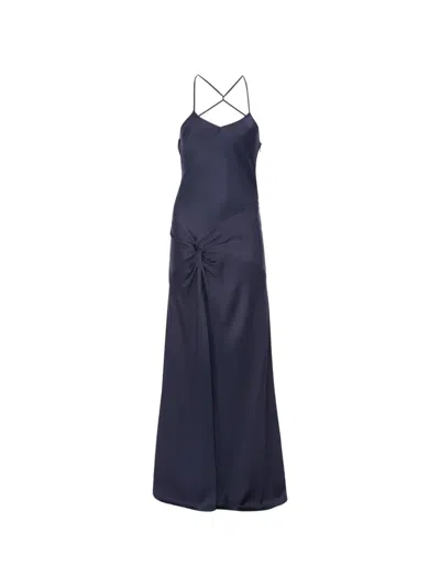 Victoria Beckham Draped Satin Camisole Gown In Black