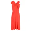 Victoria Beckham Draped Cap-sleeve Asymmetric Dress In Red Polyester In Red