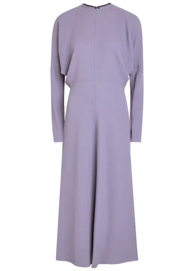 Victoria Beckham Draped Crepe Midi Dress In Purple