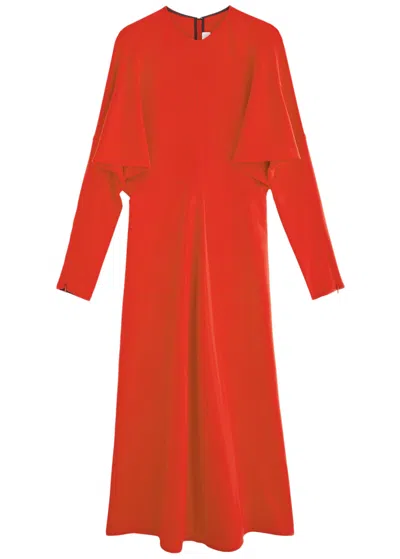 Victoria Beckham Draped Crepe Midi Dress In Red