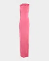 Victoria Beckham Draped Cutout Twist-back Column Gown In Pink