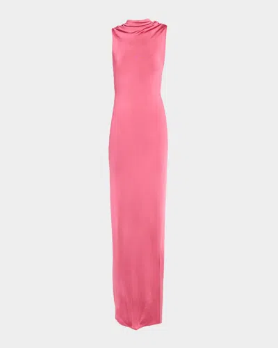 Victoria Beckham Draped Cutout Twist-back Column Gown In Pink