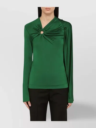 VICTORIA BECKHAM DRAPED DETAIL ASYMMETRIC BUTTON SWEATER