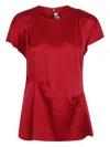 Victoria Beckham Womens Rose Draped Short-sleeves Woven Top In Red