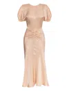 Victoria Beckham Light Pink Damask Dress With Gathering In Pink
