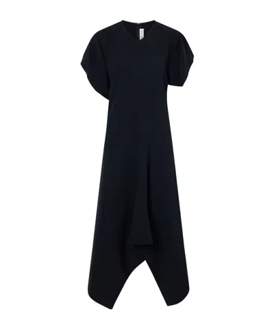 Victoria Beckham Draped Jersey Midi Dress In Black