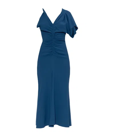 Victoria Beckham Draped Dress In Blue