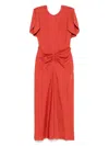 Victoria Beckham Fuchsia Pink Midi Dress With Gathered Waist In Red