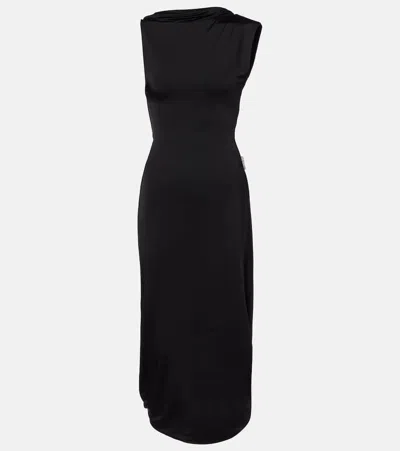 Victoria Beckham Draped Embellished Satin Midi Dress