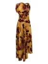 Victoria Beckham Womens Amber Draped Sleeveless Silk Midi Dress In Yellow