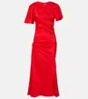 Victoria Beckham Womens Cayenne Draped Short-sleeves Woven Midi Dress In Red