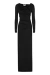Victoria Beckham Draped Jersey Gown In Black