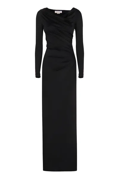 Victoria Beckham Draped Jersey Gown In Black