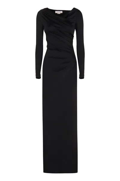 Victoria Beckham Draped Jersey Gown In Black