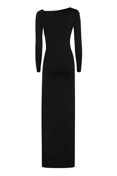 Victoria Beckham Draped Jersey Gown In Black