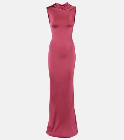 Victoria Beckham Draped Jersey Gown In Pink