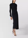 Victoria Beckham Draped Jersey Midi Dress With Asymmetric Hem In Black