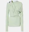 Victoria Beckham Draped Top With Asymmetric Detail And Long Sleeves In Black
