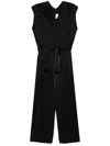 Victoria Beckham Asymmetrical Neck Jumpsuit Belted In Black