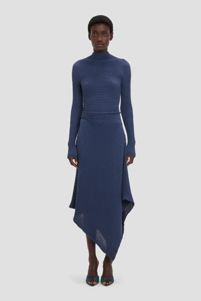 Victoria Beckham Draped Knit Midi Skirt In Eclipse In Animal Print