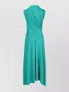 Victoria Beckham Womens Peacock Drape Front Assymmetric Stretch-jersey Maxi Dress In Cyan