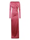 Victoria Beckham Off The Shoulder Jersey Maxi Dress In Pink