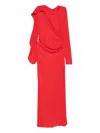 Victoria Beckham Womens Cayenne Draped Long-sleeves Woven Gown In Red