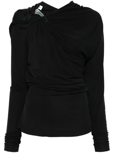 VICTORIA BECKHAM DRAPED LONG-SLEEVE TOP