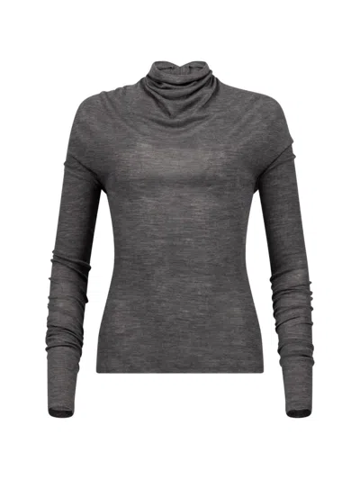 Victoria Beckham Draped Long-sleeved Top In Gray